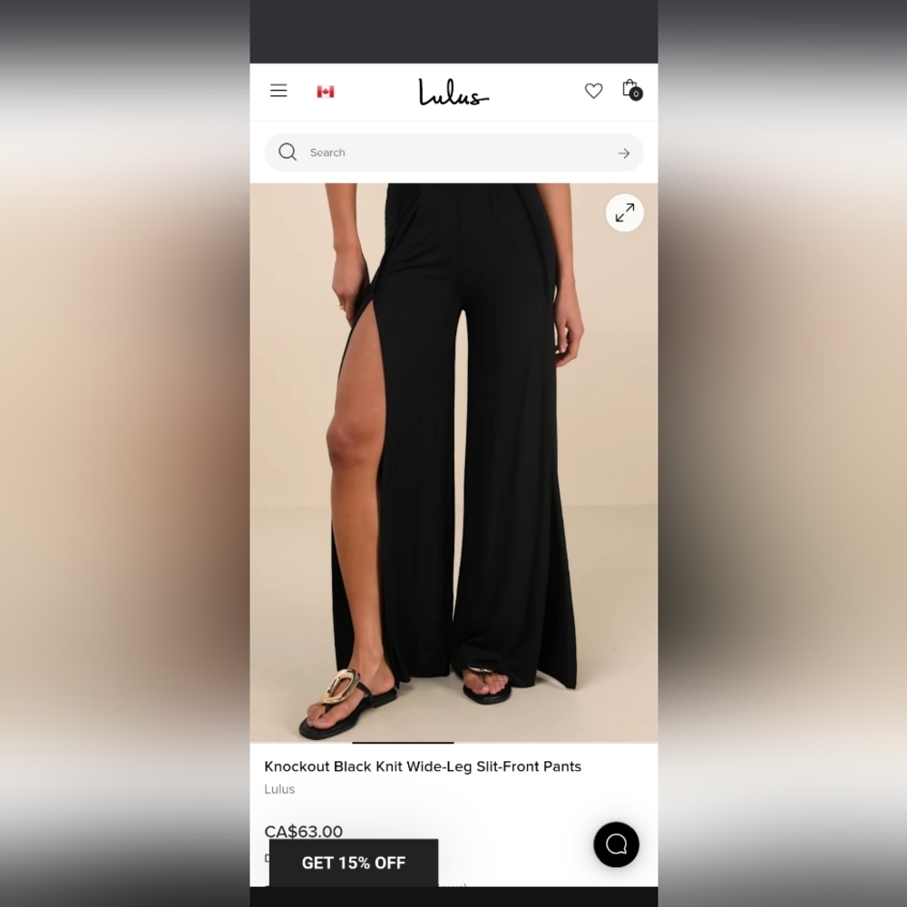 Lulu's Black Wide Leg Front Slit Pants